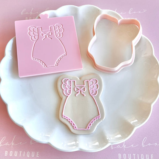 BABY GROW ROMPER WITH BOW - RAISED EMBOSSER