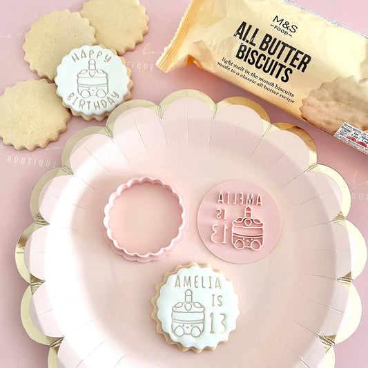 CUSTOMISED STAMP - NAME IS AGE JELLYCAT CAKE