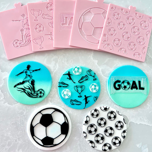 SET OF 5 FOOTBALL - RAISED EMBOSSERS