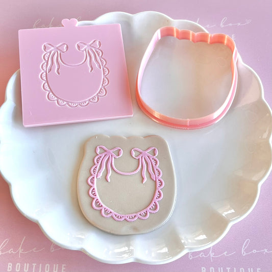 BABY BIB WITH BOWS - RAISED EMBOSSER