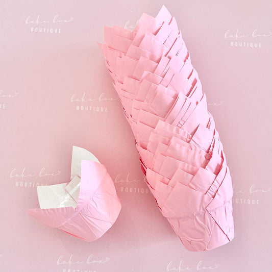 PINK OR RED TULIP CUPCAKE CASES - PACK OF 50