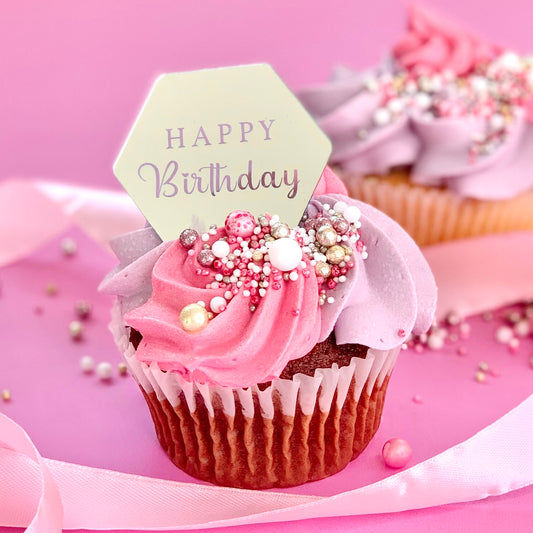 HEXAGON HAPPY BIRTHDAY -  METALLIC CHARM TOPPER