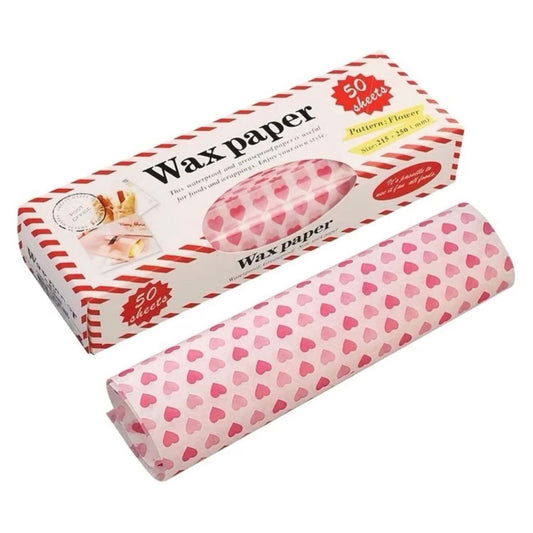50 SHEETS WAX PAPER - HEARTS