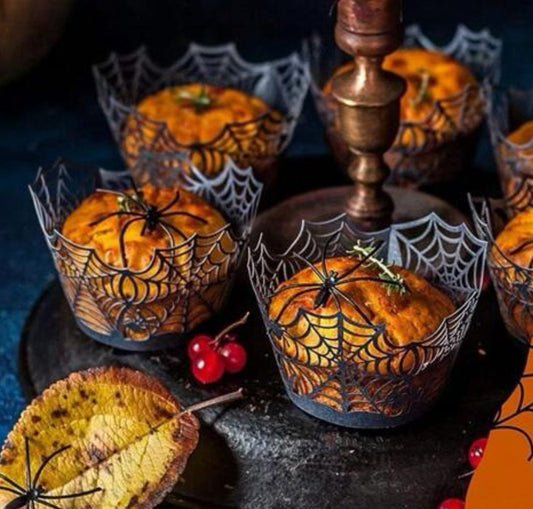 SPIDER WEB CUPCAKE CASES - PACK OF 10