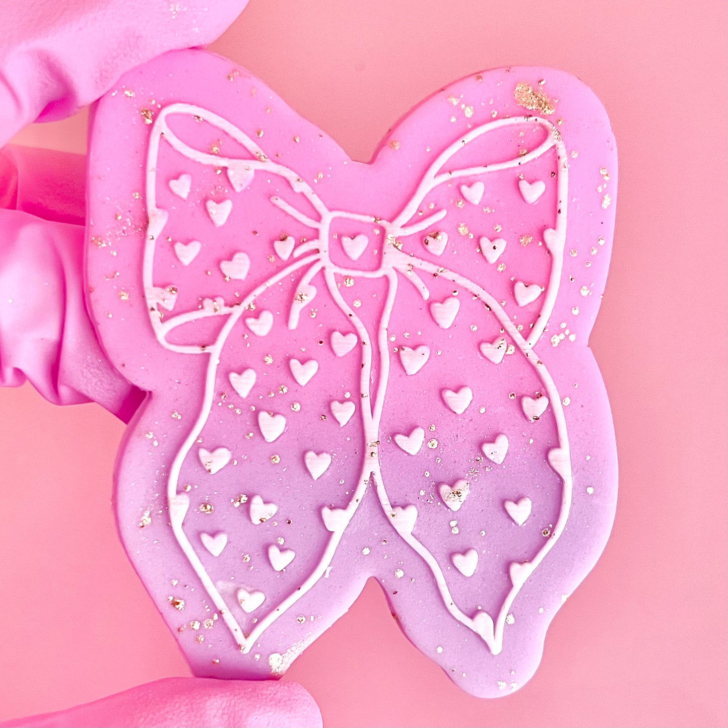 BOW WITH HEARTS - RAISED EMBOSSER