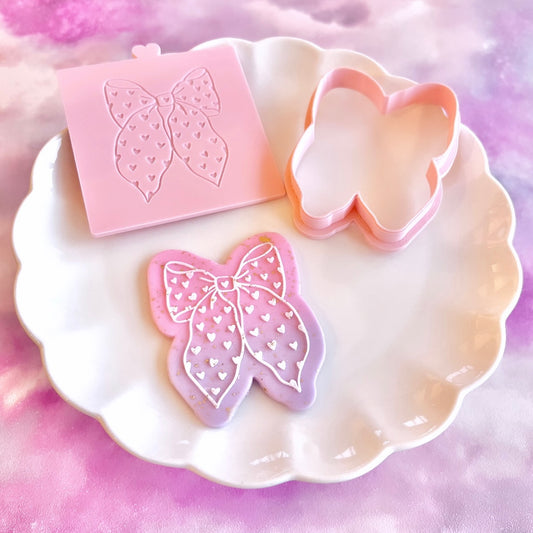 BOW WITH HEARTS - RAISED EMBOSSER
