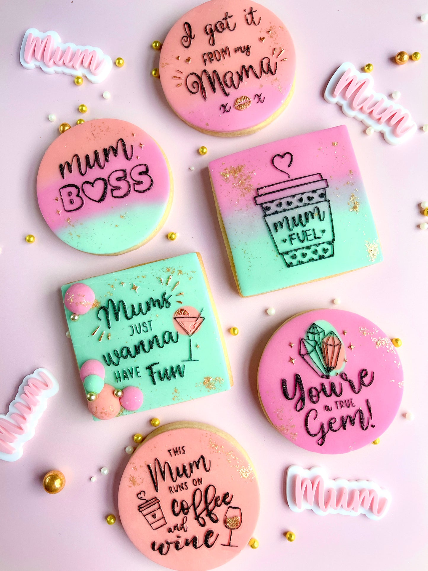 THIS MUM RUNS ON COFFEE AND WINE - RAISED EMBOSSER