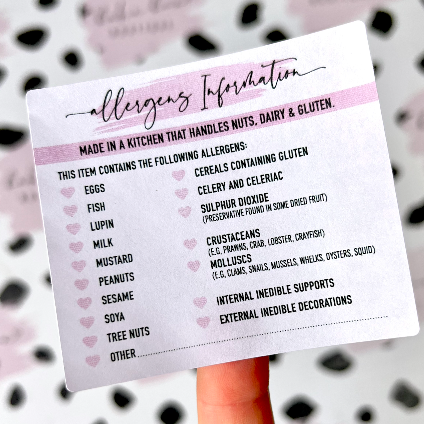 ALLERGEN LABELS - CHOOSE YOUR COLOUR